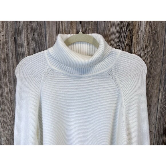 Simply Vera Vera Wang Side-Tie Ribbed Turtleneck Ivory Sweater XL Cozy Chic - Picture 2 of 13